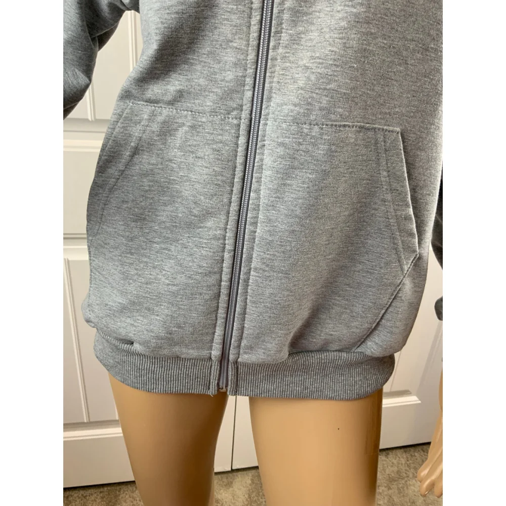 Nike Women's Gray Full Zip Hoodie Size 16 Yas Hot Pink Embroidered Logo Athletic